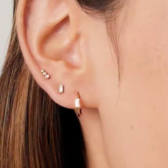 Glimmer Crystal Climber Stud Earrings in Gold - Picture 6 of 13